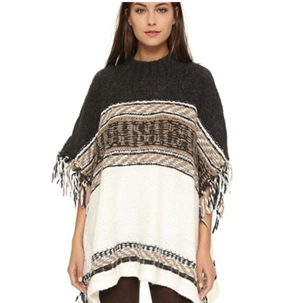 Free People Wool Blend Poncho Boho XS/S